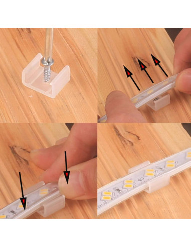 120 Clips de Montaje para Tiras de Luz LED 10mm - GHR00101