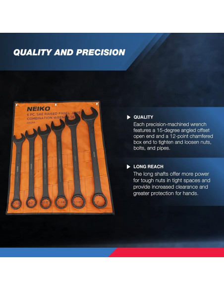 Juego de Llaves de Trabajo Pesado Neiko 03125A - 6 Piezas SAE