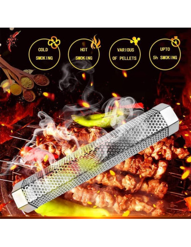 Tubo de Humo LOVEERCT 30 cm Acero Inoxidable para Parrilla