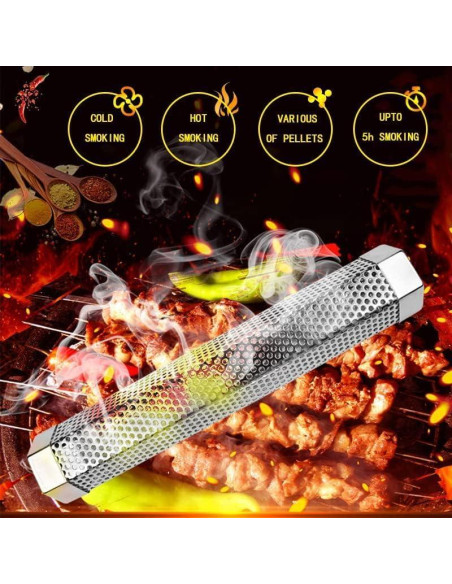 Tubo de Humo LOVEERCT 30 cm Acero Inoxidable para Parrilla