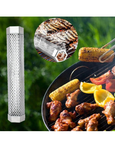 Tubo de Humo LOVEERCT 30 cm Acero Inoxidable para Parrilla