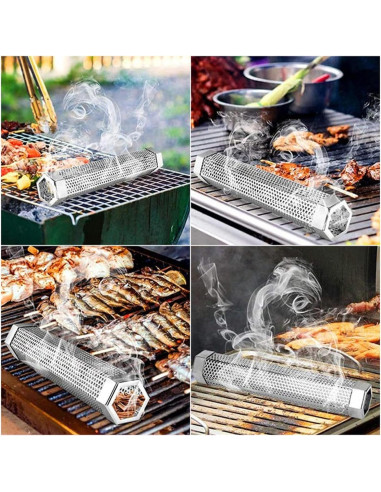 Tubo de Humo LOVEERCT 30 cm Acero Inoxidable para Parrilla