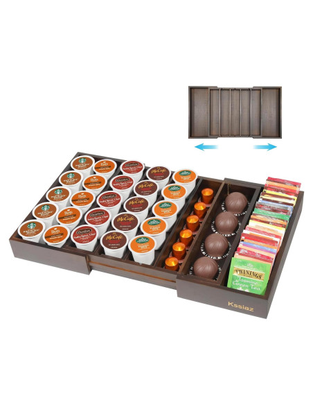 Cajón organizador de cápsulas de café Kssiaz marrón 32-51 cm