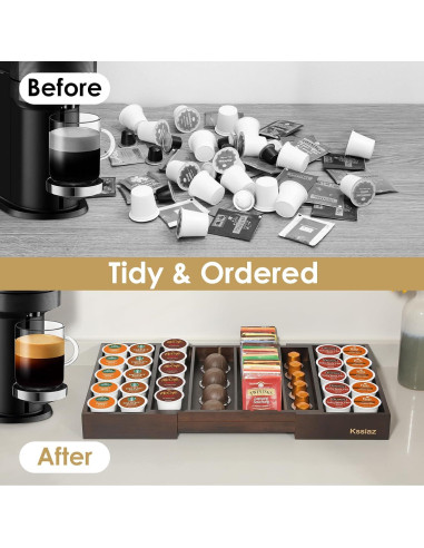 Cajón organizador de cápsulas de café Kssiaz marrón 32-51 cm