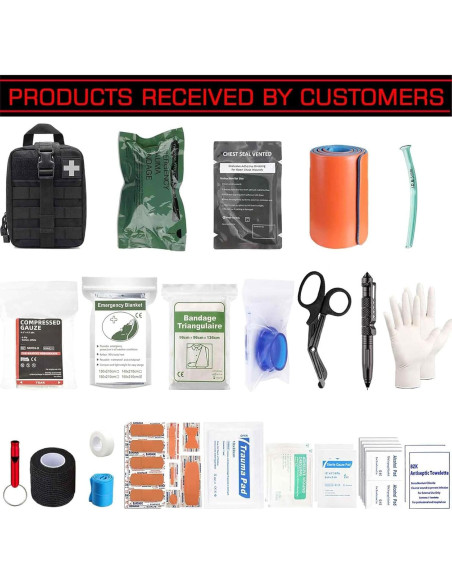 Kit de Trauma IFAK Mejorado 74 Piezas Bolsa Molle Negra