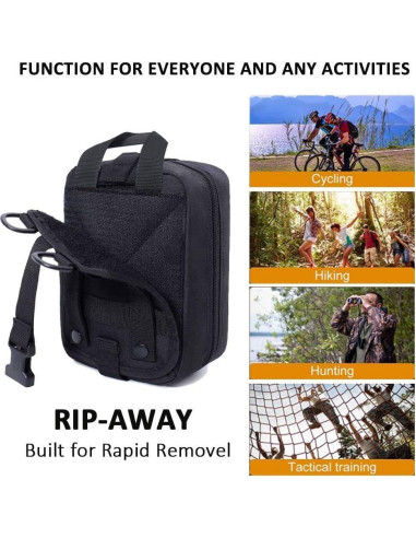 Kit de Trauma IFAK Mejorado 74 Piezas Bolsa Molle Negra
