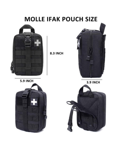 Kit de Trauma IFAK Mejorado 74 Piezas Bolsa Molle Negra