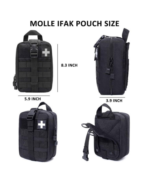 Kit de Trauma IFAK Mejorado 74 Piezas Bolsa Molle Negra