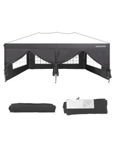 Pared Lateral Gazebo OASISHOME 10x20 ft Gris 6 Piezas