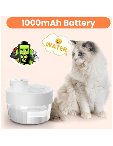 Fuente de Agua Portátil Pewkim para Gatos 1.01L Recargable