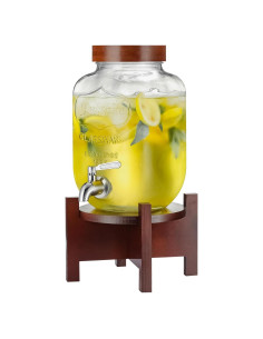 Dispensador de Bebidas de Vidrio PTSTING 3.78L con Grifo Inoxidable