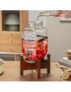 Dispensador de Bebidas de Vidrio PTSTING 3.78L con Grifo Inoxidable 2