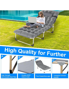 Cama de Camping Plegable EVGTTI 5 Posiciones 226.8 kg 2