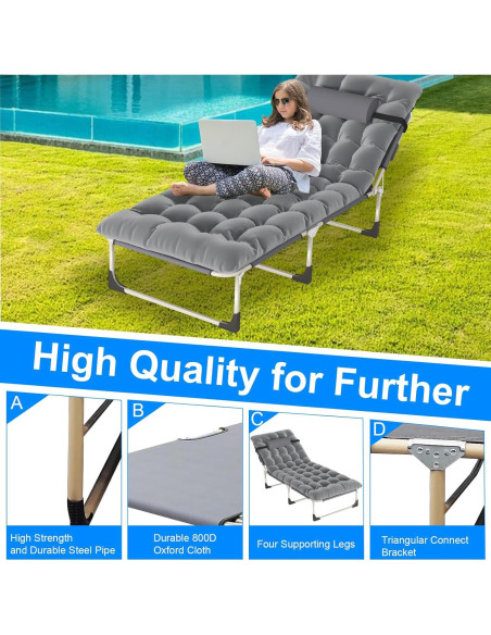 Cama de Camping Plegable EVGTTI 5 Posiciones 226.8 kg