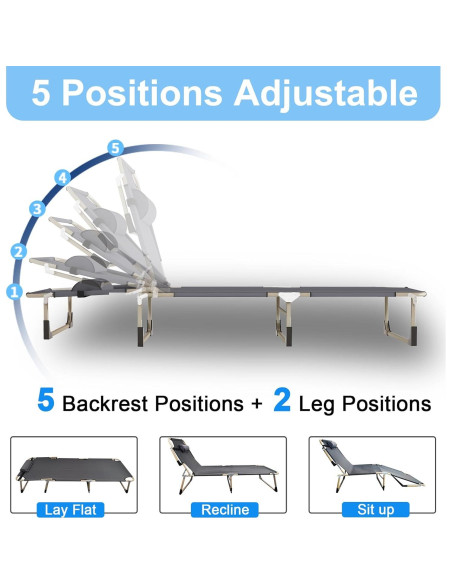 Cama de Camping Plegable EVGTTI 5 Posiciones 226.8 kg
