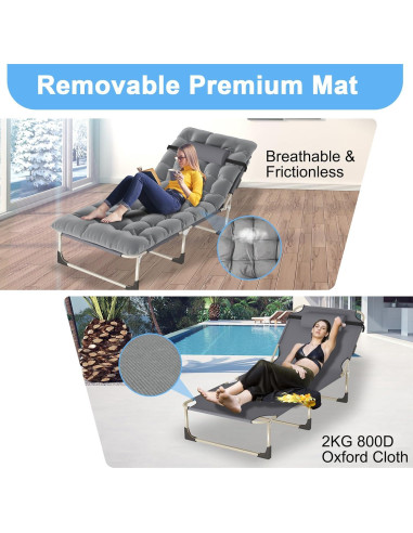 Cama de Camping Plegable EVGTTI 5 Posiciones 226.8 kg