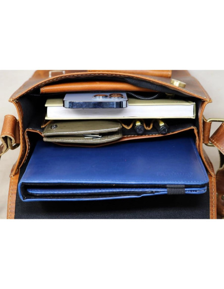 Bolsa Mensajera de Cuero Genuino Jaald Vintage 28 cm Marrón