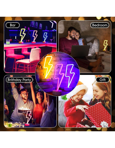 Luz Neon Rayo Sieral 3 Pcs LED USB Batería Decoración Fiesta