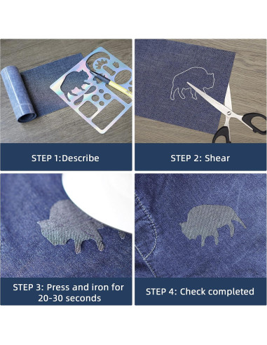 Parches de Denim Azul Azobur 4 Rollos 8x51 cm para Planchar