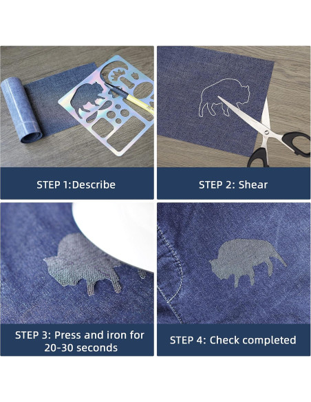 Parches de Denim Azul Azobur 4 Rollos 8x51 cm para Planchar