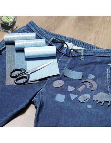 Parches de Denim Azul Azobur 4 Rollos 8x51 cm para Planchar