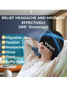 Gorro de Alivio de Migraña VYNZO Gel Frío y Caliente 19.5x12cm 2