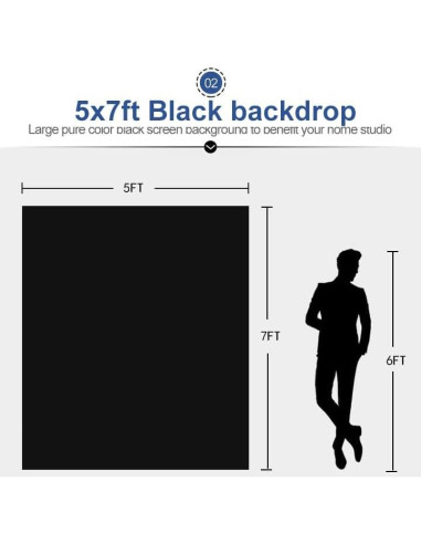 Cortina de Fondo Negra EMART 1.52 x 2.13 m para Fotografía