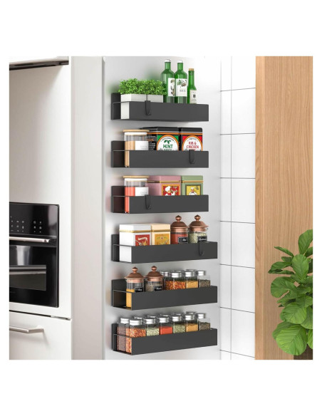 Organizador de Especias Magnético Easyhouse 6 Paquetes Metal Negro Organizador de Especias Magnético Easyhouse 6 Paquetes Metal Negro