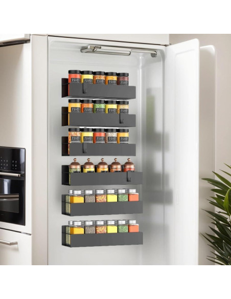 Organizador de Especias Magnético Easyhouse 6 Paquetes Metal Negro Organizador de Especias Magnético Easyhouse 6 Paquetes Metal Negro
