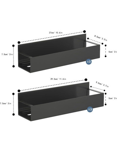 Organizador de Especias Magnético Easyhouse 6 Paquetes Metal Negro