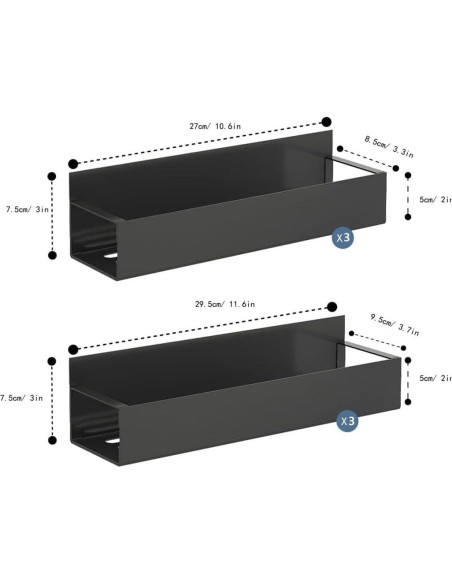 Organizador de Especias Magnético Easyhouse 6 Paquetes Metal Negro Organizador de Especias Magnético Easyhouse 6 Paquetes Metal Negro