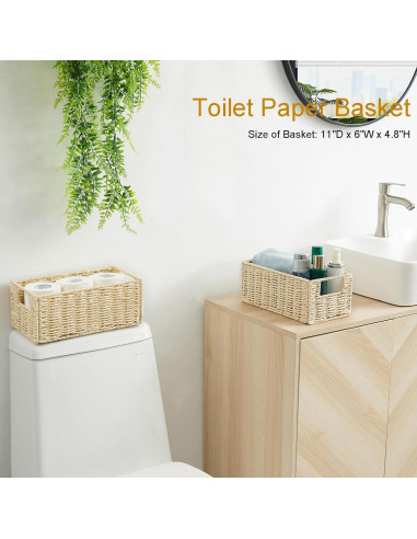 Cesta de Almacenamiento de Mimbre Vagusicc, Juego de 2 Plegables Beige