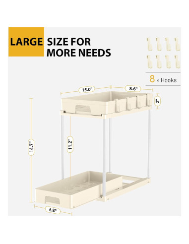 Organizador Bajo Fregadero Delamu Beige 2 Niveles 38.4x22.4cm