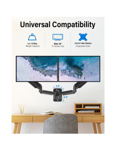 Soporte de Pared Doble para Monitor MOUNTUP 32" Ajustable VESA 2