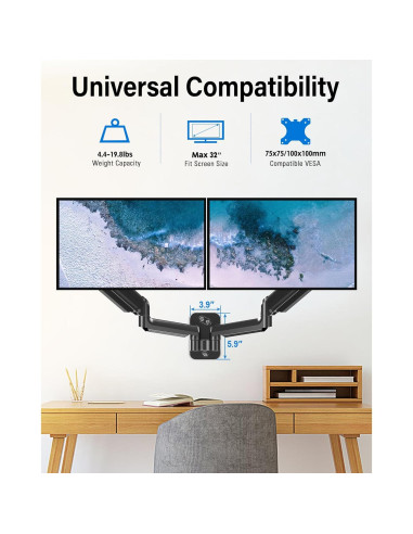 Soporte de Pared Doble para Monitor MOUNTUP 32" Ajustable VESA