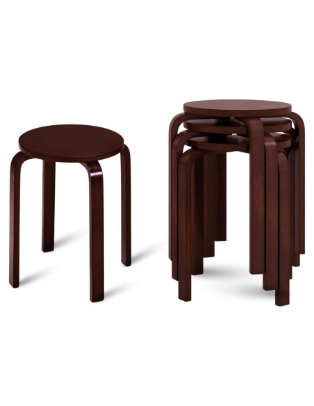 Juego de 4 Taburetes Apilables de Madera CHEFJOY 45.72 cm