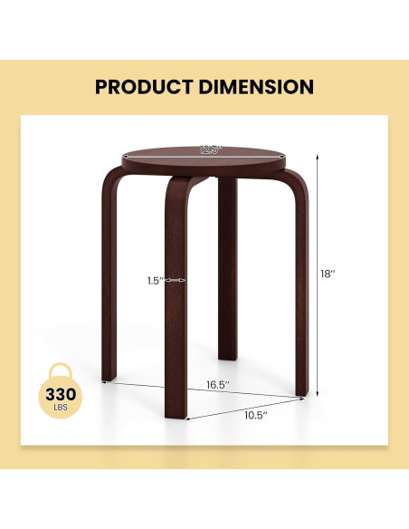 Juego de 4 Taburetes Apilables de Madera CHEFJOY 45.72 cm