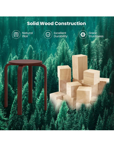 Juego de 4 Taburetes Apilables de Madera CHEFJOY 45.72 cm