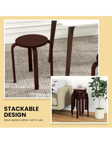 Juego de 4 Taburetes Apilables de Madera CHEFJOY 45.72 cm