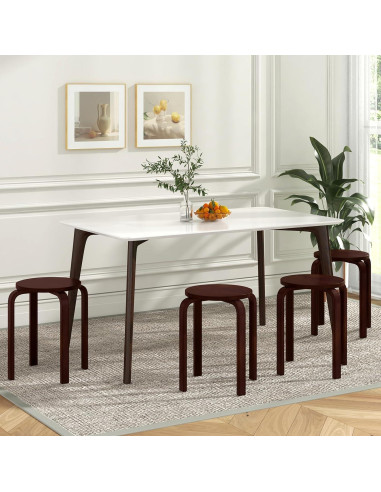 Juego de 4 Taburetes Apilables de Madera CHEFJOY 45.72 cm