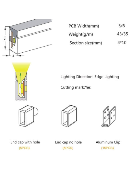 Canal de Silicona Flexible 5M IP67 4x10mm 360DigitalSignage