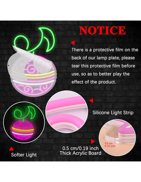 Lámpara LED Neon Fruta Música Diablo Anime GTOTd 42x27.5cm