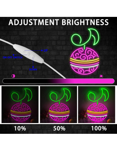 Lámpara LED Neon Fruta Música Diablo Anime GTOTd 42x27.5cm