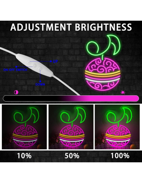 Lámpara LED Neon Fruta Música Diablo Anime GTOTd 42x27.5cm