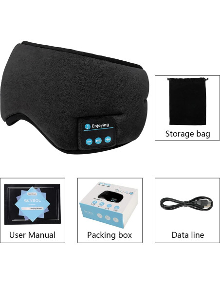 Máscara de Sueño Inalámbrica SKEYEOL con Altavoces y Micrófono