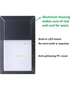 Lámpara de Pared LED Exterior LIT-PaTH 12W 1000 Lúmenes Negra 2