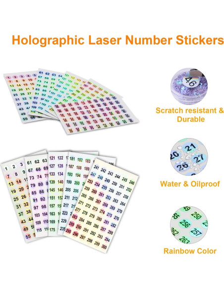 2 Juegos de Etiquetas Holográficas URGINO 1-300 para Organizar