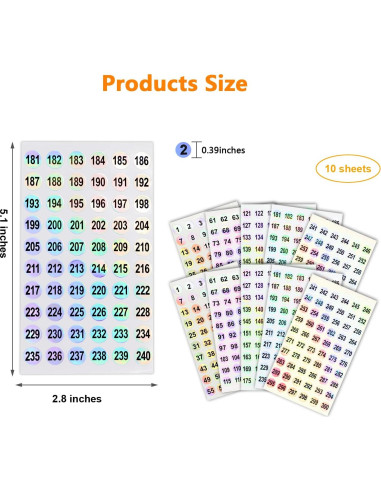 2 Juegos de Etiquetas Holográficas URGINO 1-300 para Organizar