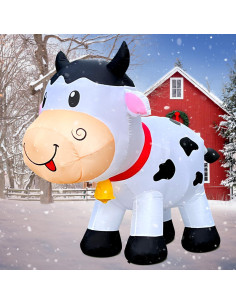 Vaca Inflable de Navidad DomKom con Luces LED 1.8m 2