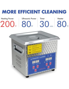 Limpiador de Piezas Ultrasónico 200W 2L Acero Inoxidable 2